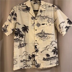 Men's Cream and Black Hawaiian Shirt